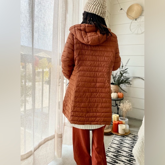 Reebok Orange Puffer Hooded Coat Size Large - Picture 8 of 11